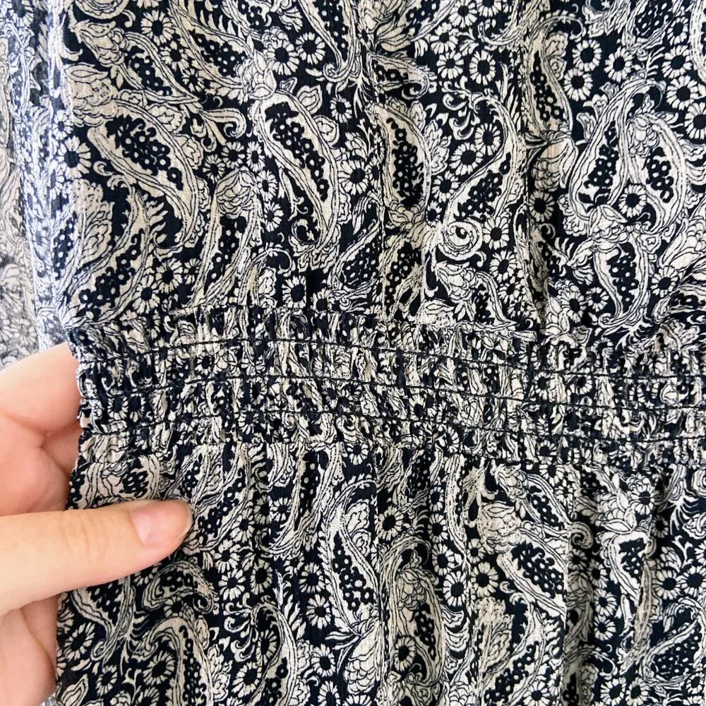 Sezane black and cream paisley print midi dress - Size 38 - Picture 8 of 13